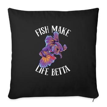 Betta Fisch Kampfisch - Sofakissenbezug 45 x 45 cm - Schwarz - Vorne