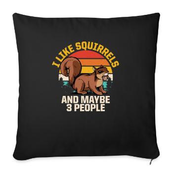 J’aime les écureuils et peut-être comme 3 personnes rétro pour - Housse de coussin décorative 45 x 45 cm - noir - Devant