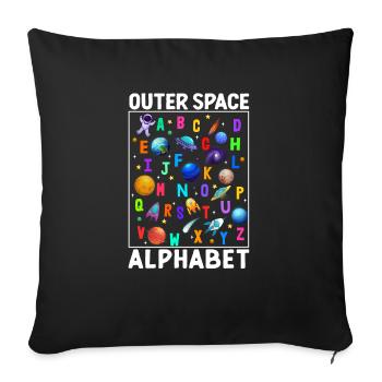 Outer Space Alphabet Kindergarten Lehrer 100 Tage - Sofakissenbezug 45 x 45 cm - Schwarz - Vorne