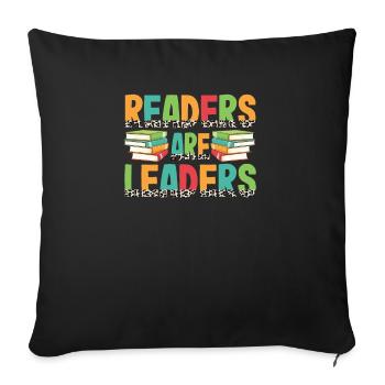 Readers Are Leaders Teachers Book Lover 100 Days - Sofa pillowcase 17,3'' x 17,3'' (45 x 45 cm) - black - Front