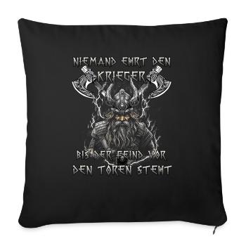 Cadeau du patrimoine du Valhalla pour les Fans de Vikings - Housse de coussin décorative 45 x 45 cm - noir - Devant