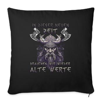Cadeau du patrimoine du Valhalla pour les Fans de Vikings - Housse de coussin décorative 45 x 45 cm - noir - Devant