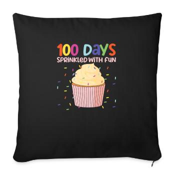 100 jours saupoudrés de cupcakes amusants professeur étudiant - Housse de coussin décorative 45 x 45 cm - noir - Devant