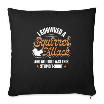 Drôle J’ai survécu à une attaque d’écureuil Cool Forest Ani - Housse de coussin décorative 45 x 45 cm - noir - Devant