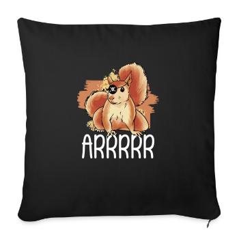 Arrrr Forest Animal Cute Kids Squirrel Pirate - Sofakissenbezug 45 x 45 cm - Schwarz - Vorne