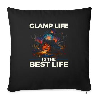 Glamping Camper Nature Camp Tent Happy Glamper - Sofa pillowcase 17,3'' x 17,3'' (45 x 45 cm) - black - Front