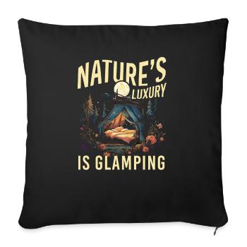 Glamping Camper Nature Camp Tente Happy Glamper - Housse de coussin décorative 45 x 45 cm - noir - Devant