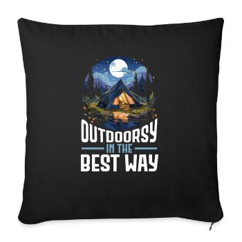 Glamping Camper Nature Camp Tente Happy Glamper - Housse de coussin décorative 45 x 45 cm - noir - Devant