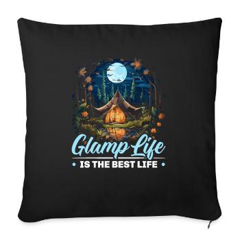 Glamping Camper Nature Camp Tent Happy Glamper - Sofa pillowcase 17,3'' x 17,3'' (45 x 45 cm) - black - Front