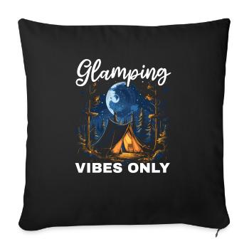 Glamping Camper Nature Camp Tente Happy Glamper - Housse de coussin décorative 45 x 45 cm - noir - Devant