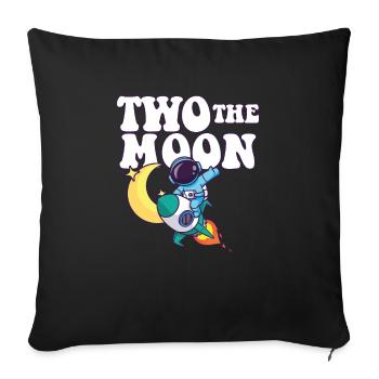 2nd Birthday Party Theme Outer Space Two The Moon - Sofakissenbezug 45 x 45 cm - Schwarz - Vorne