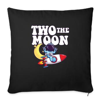 Two The Moon Astronaut Outer Space 2nd Birthday - Sofakissenbezug 45 x 45 cm - Schwarz - Vorne