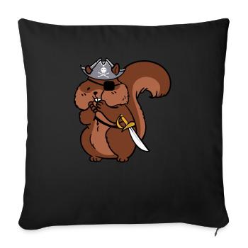 Funny Forest Animal Cute Squirrel Pirate Kids - Sofakissenbezug 45 x 45 cm - Schwarz - Vorne
