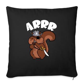 Forest Animal Cute Kids Squirrel Pirate Arrr - Sofa pillowcase 17,3'' x 17,3'' (45 x 45 cm) - black - Front