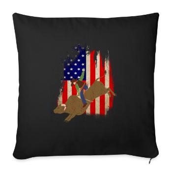 Taureaux équitation rodéo cadeau - Housse de coussin décorative 45 x 45 cm - noir - Devant