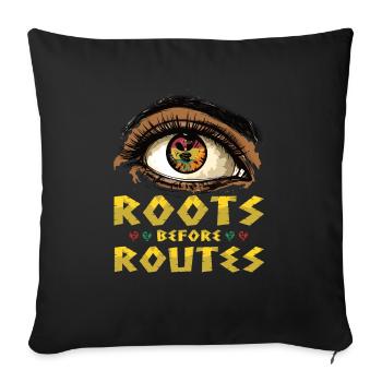 Racines avant les routes « Sankofa Eye Symbol » Noir - Housse de coussin décorative 45 x 45 cm - noir - Devant