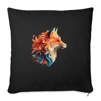 Renard abstrait coloré - Housse de coussin décorative 45 x 45 cm - noir - Devant