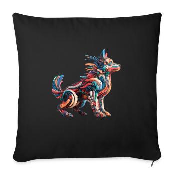 Colorful Abstract Robot Dog - Sofa pillowcase 17,3'' x 17,3'' (45 x 45 cm) - black - Front