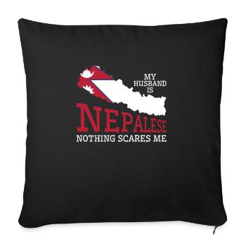 Rien ne me fait peur Ma femme est népalaise - Housse de coussin décorative 45 x 45 cm - noir - Devant