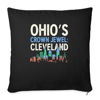 Cleveland State Ohio USA America United States - Sofa pillowcase 17,3'' x 17,3'' (45 x 45 cm) - black - Front