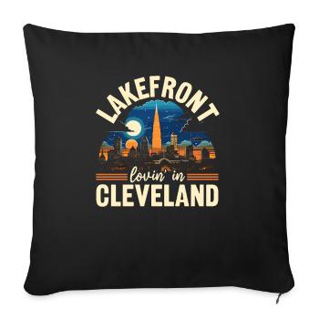 Cleveland State Ohio USA America United States - Sofa pillowcase 17,3'' x 17,3'' (45 x 45 cm) - black - Front
