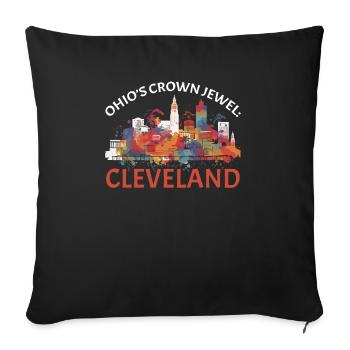 Cleveland State Ohio USA America United States - Sofa pillowcase 17,3'' x 17,3'' (45 x 45 cm) - black - Front