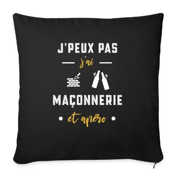 je peux pas j'ai maçonnerie apéro humour - Housse de coussin décorative 45 x 45 cm - noir - Devant