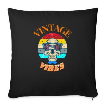 T-shirt design vintage vibes - Sofa pillowcase 17,3'' x 17,3'' (45 x 45 cm) - black - Front