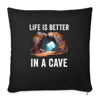 Caving Spelunking For Cave Men Women Funny - Sofa pillowcase 17,3'' x 17,3'' (45 x 45 cm) - black - Front