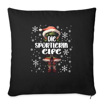 Weihnachtsoutfit Sportlerin Wichtel - Sofakissenbezug 45 x 45 cm - Schwarz - Vorne