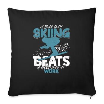 A Bad Day Skiing Beats A Good Day At Work Wintersp - Sofakissenbezug 45 x 45 cm - Schwarz - Vorne