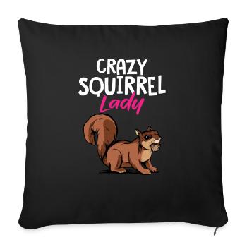 Forest Animal Cute Crazy Squirrel Lady Rodent Wome - Sofakissenbezug 45 x 45 cm - Schwarz - Vorne