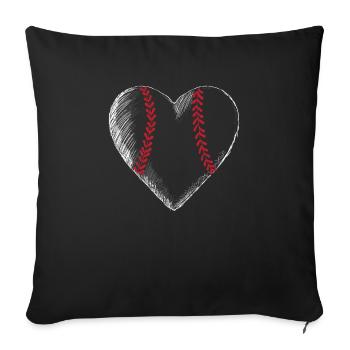 Coeur de baseball Saint-Valentin drôle Couple assorti - Housse de coussin décorative 45 x 45 cm - noir - Devant