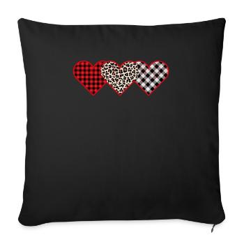 Buffalo Red Black Plaid Leopard Hearts Valentine - Sofa pillowcase 17,3'' x 17,3'' (45 x 45 cm) - black - Front