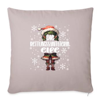Weihnachtsoutfit Rettungssanitäterin - Sofakissenbezug 45 x 45 cm - helles Taupe - Vorne