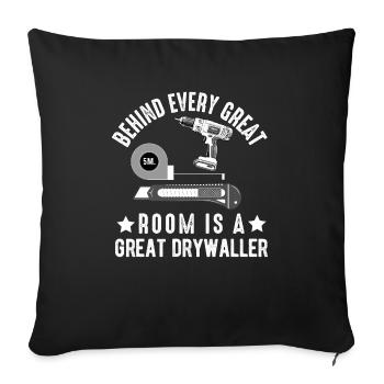 Installateur de cloisons sèches Plaquiste Finisseur de cloisons sèches - Housse de coussin décorative 45 x 45 cm - noir - Devant