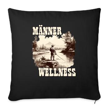 Männer Wellness Angelausflug Angler Geschenk - Sofakissenbezug 45 x 45 cm - Schwarz - Vorne