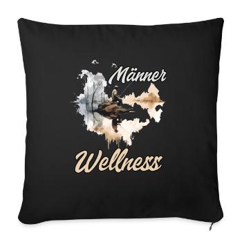 Männer Wellness Angler Geschenk Angler Herren - Sofakissenbezug 45 x 45 cm - Schwarz - Vorne