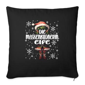 Weihnachtsoutfit Maskenbildnerin Wichtel - Sofakissenbezug 45 x 45 cm - Schwarz - Vorne