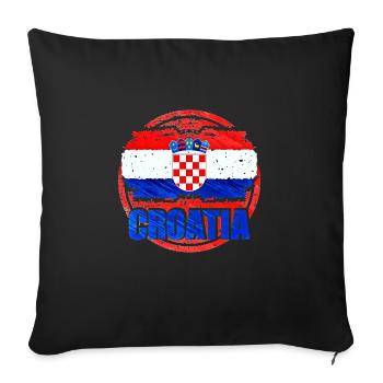 Croatie (Hrvatska) - Housse de coussin décorative 45 x 45 cm - noir - Devant