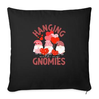 Traîner avec mes gnomes drôles de gnomes Saint-Valentin - Housse de coussin décorative 45 x 45 cm - noir - Devant