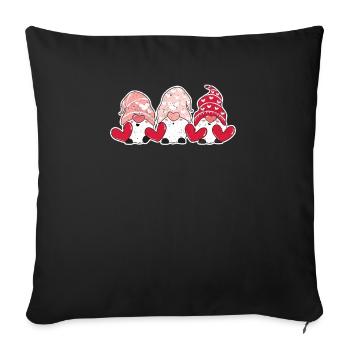 Three Dwarfs Heart Happy Valentine's Day Hearts Gnome - Sofa pillowcase 17,3'' x 17,3'' (45 x 45 cm) - black - Front
