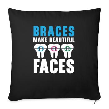 Orthodontic Assistant Job Dental Teeth Dentist - Sofa pillowcase 17,3'' x 17,3'' (45 x 45 cm) - black - Front