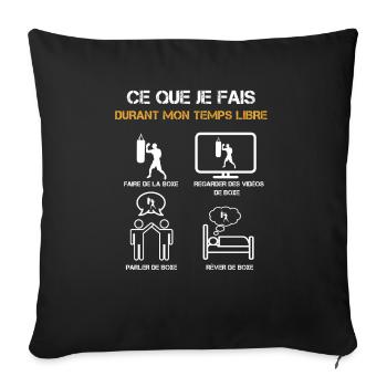 ce que je fais durant mon temps libre boxe - Housse de coussin décorative 45 x 45 cm - noir - Devant