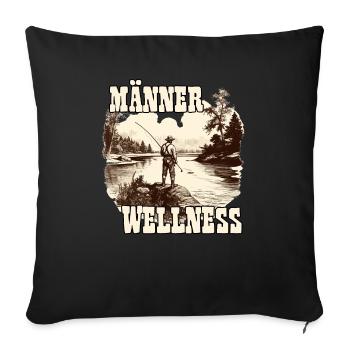 Vintage Angler Herren T-Shirt für Sportangler - Sofakissenbezug 45 x 45 cm - Schwarz - Vorne