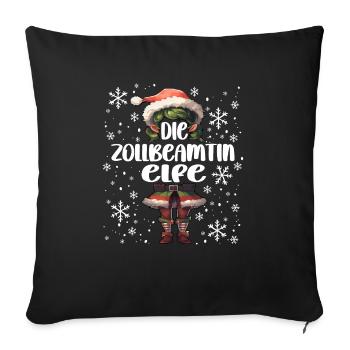 Weihnachtsoutfit Zollbeamtin Wichtel - Sofakissenbezug 45 x 45 cm - Schwarz - Vorne