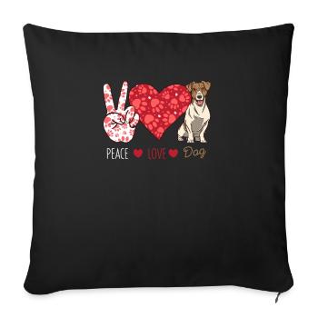 Frieden Liebe Jack Russell Terrier Hundeliebhaber - Sofakissenbezug 45 x 45 cm - Schwarz - Vorne