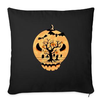 Jack O Lantern Scary Carved Pumpkin Face Halloween - Housse de coussin décorative 45 x 45 cm - noir - Devant