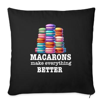 Macarons Cookies Baker French Dessert Funny - Sofa pillowcase 17,3'' x 17,3'' (45 x 45 cm) - black - Front