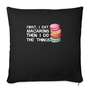Macarons Cookies Baker French Dessert Funny - Sofa pillowcase 17,3'' x 17,3'' (45 x 45 cm) - black - Front